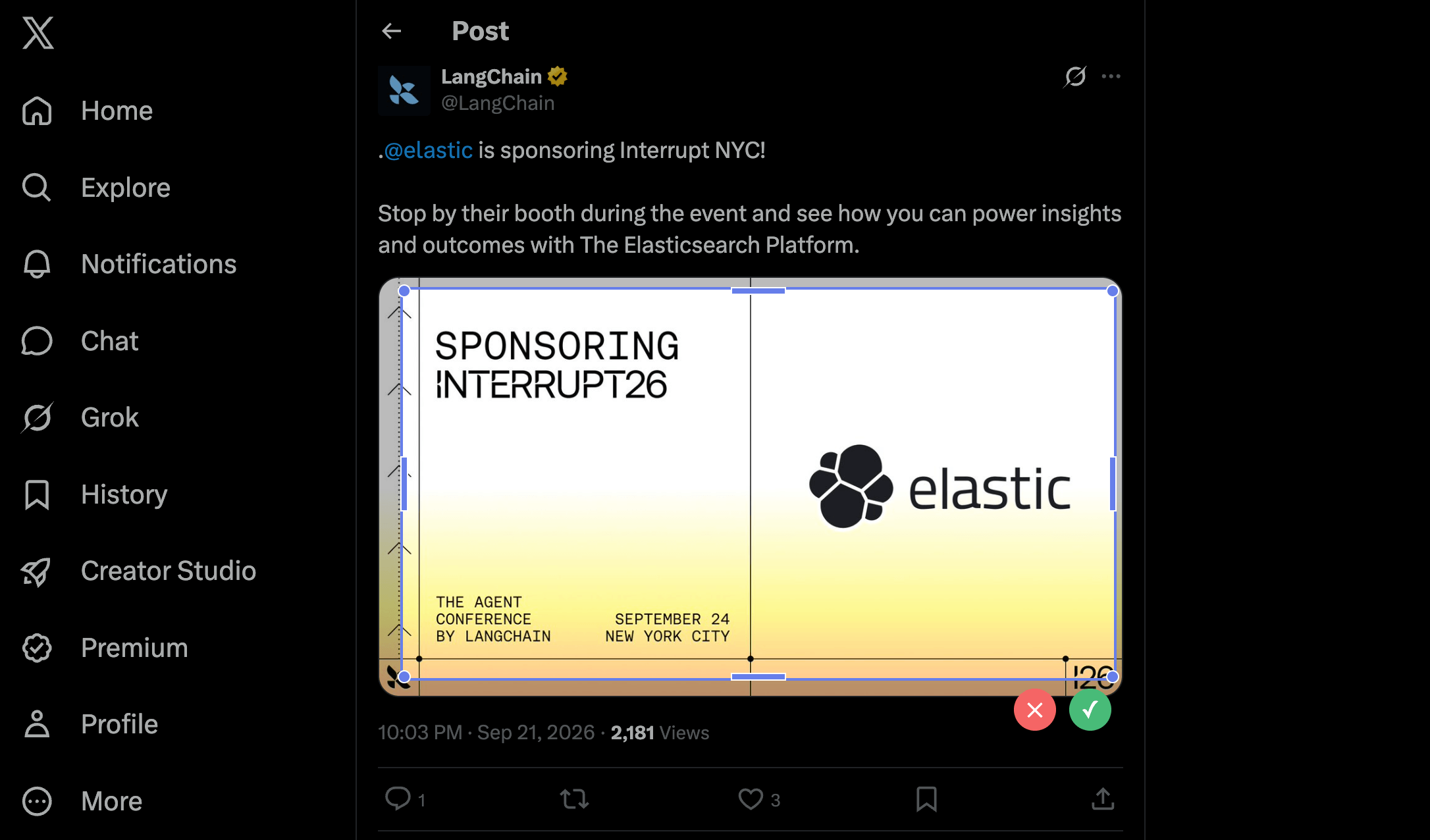 Selecting an event poster in an X post with the imgtotable Chrome extension